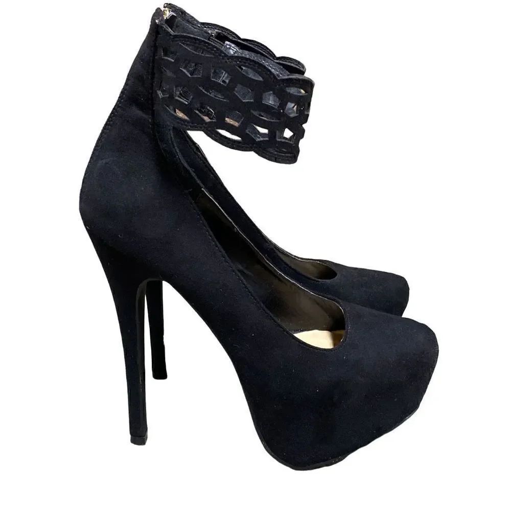 JustFab Black Suede Platform Stiletto Heels Size 7.5